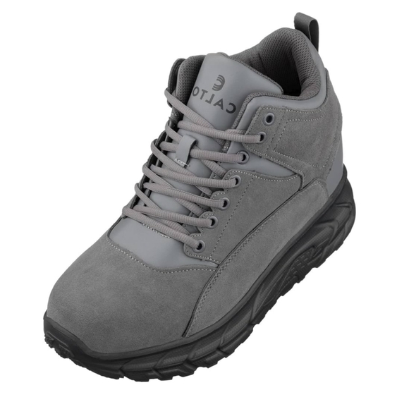 Calto Tall Men Shoes Grey Suede Hiking Style Boots Adds 4 inches in height Sz 13 - Picture 1 of 7